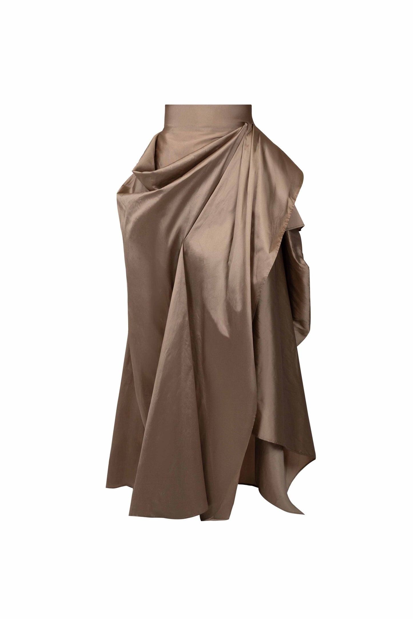 Draped Gold Taffeta Maxi Skirt