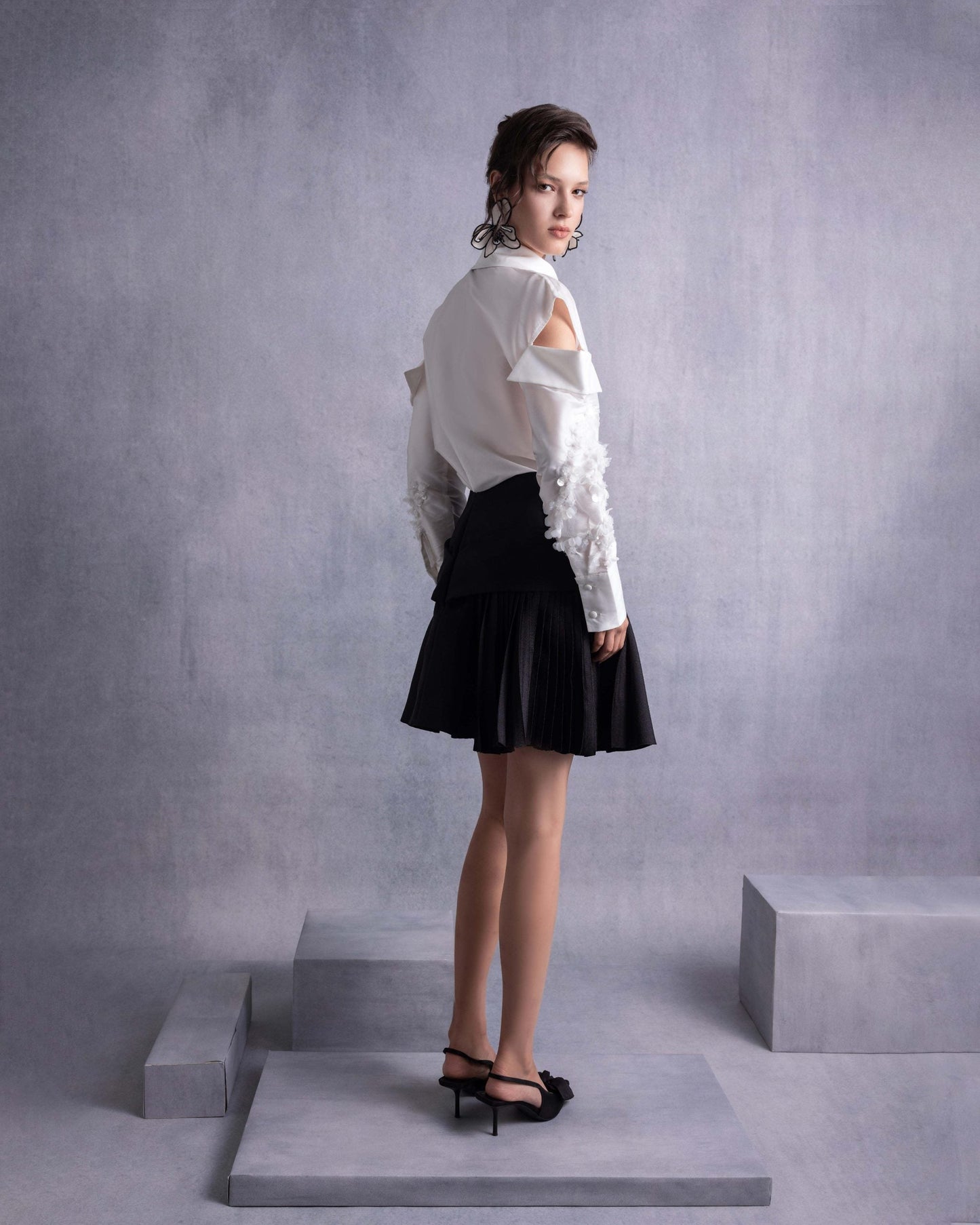 Elegant Bow Design Black Piqué Skirt