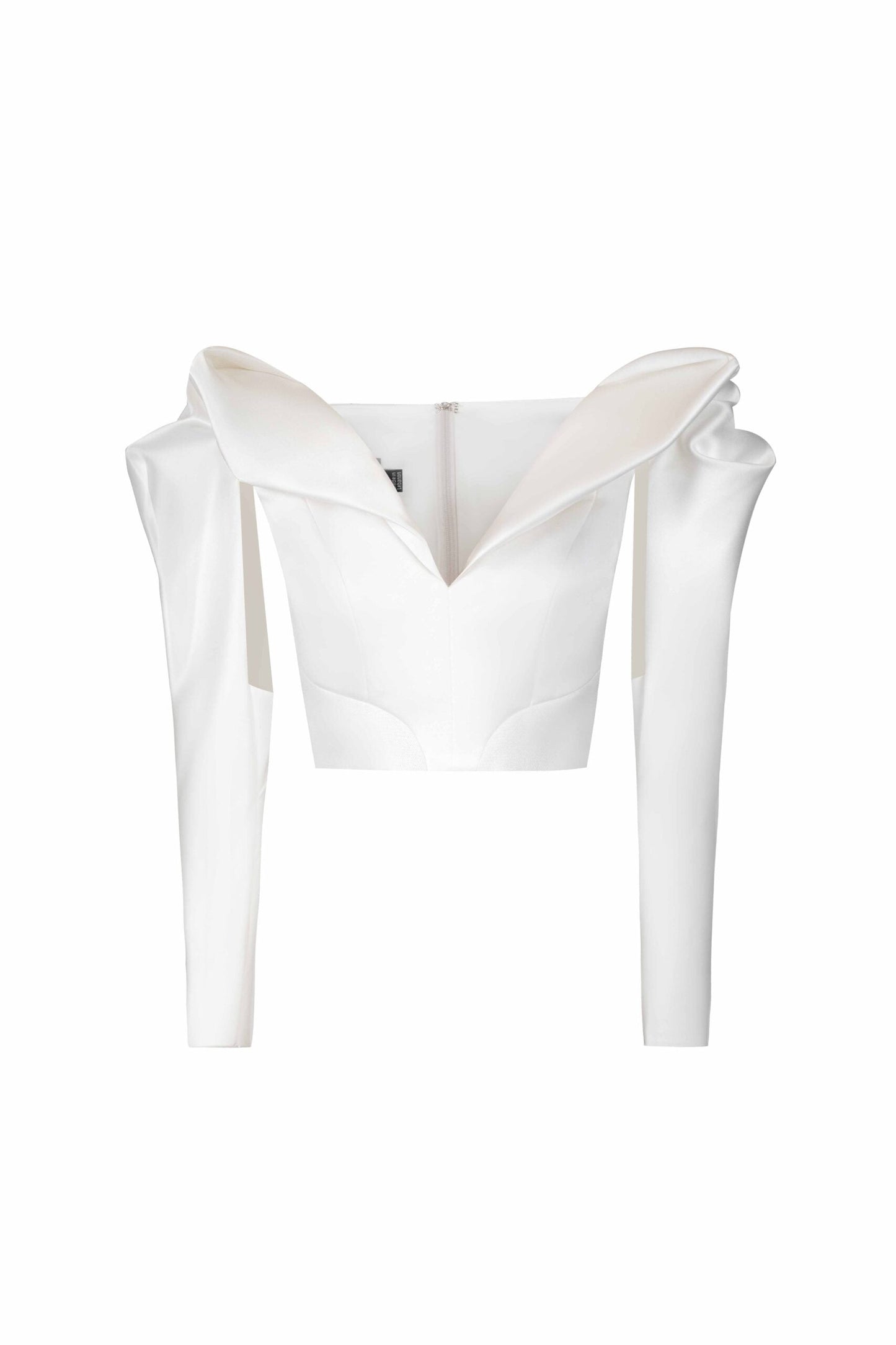 Sculptural Cut-Out Sleeve Mikado Piquê Top