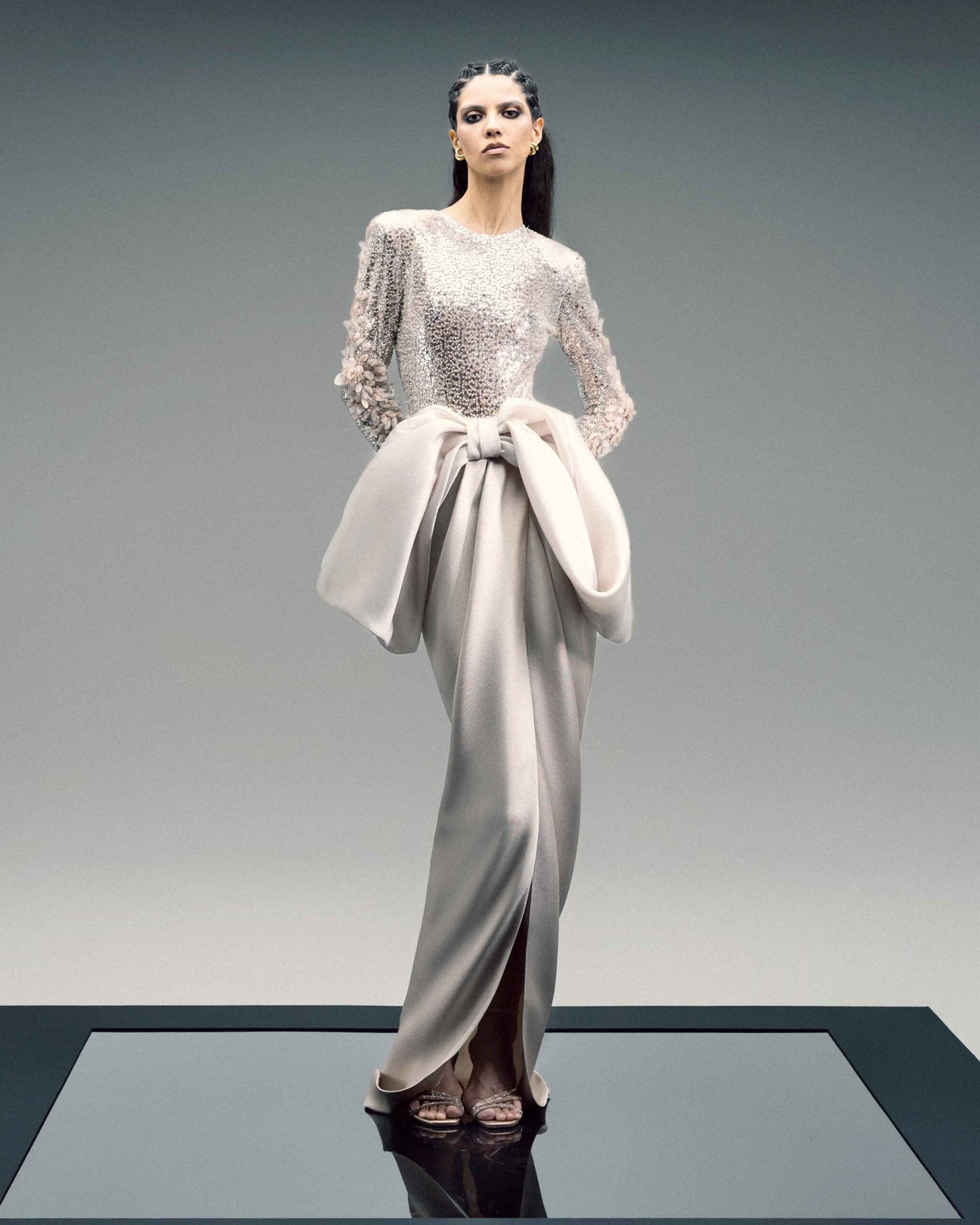 Mikado Piqué Envelope Skirt with Organza Bow