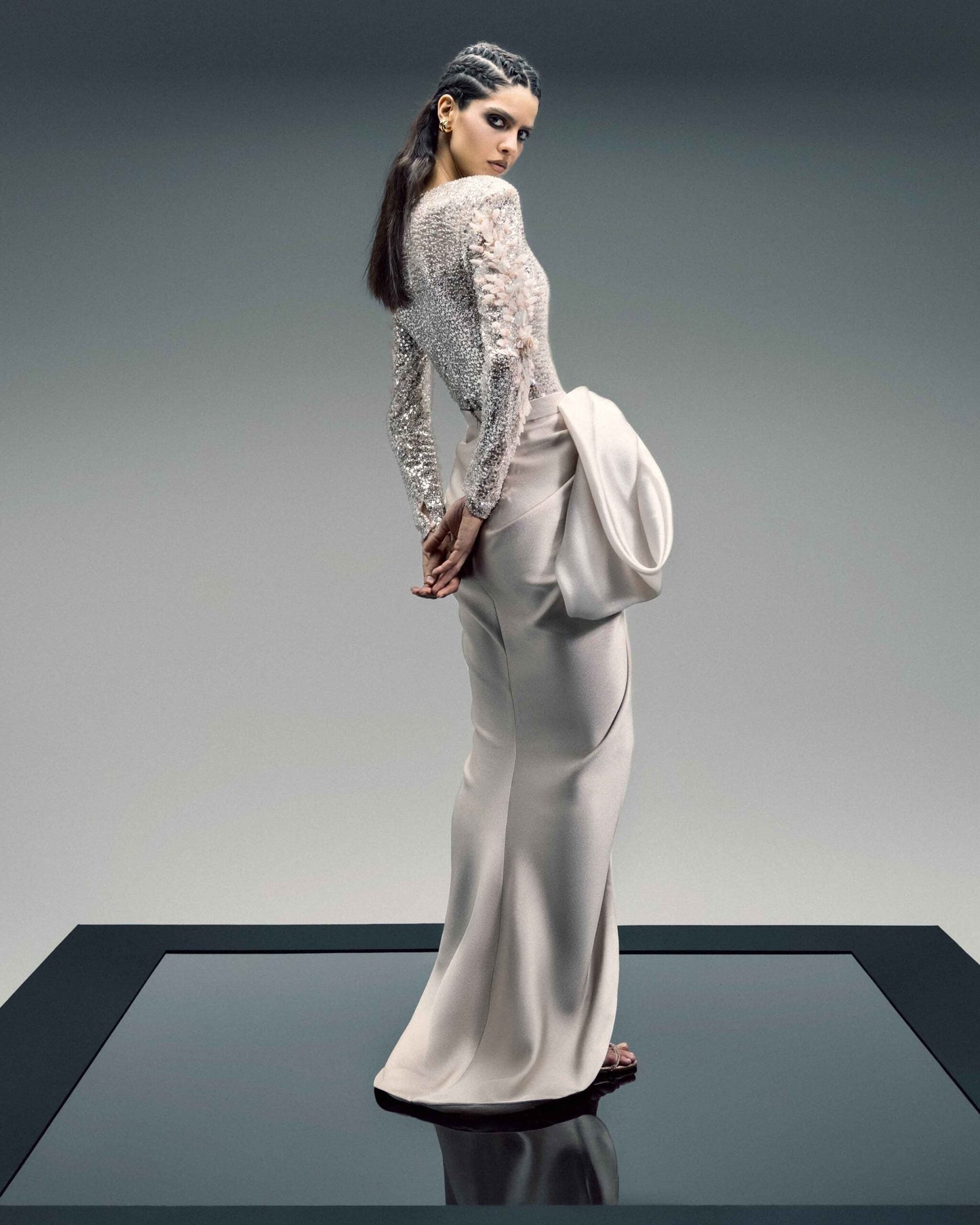 Mikado Piqué Envelope Skirt with Organza Bow