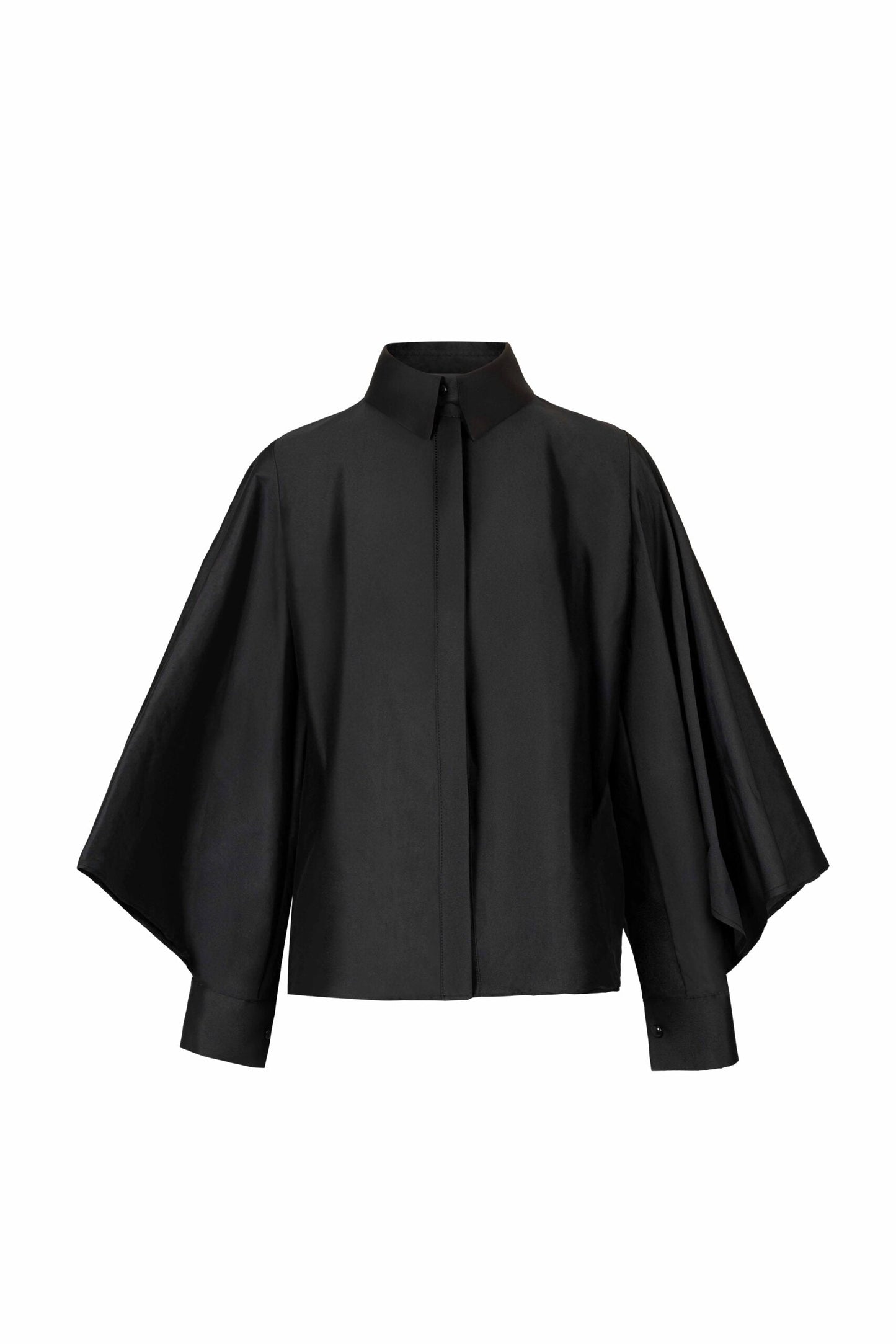 Kimono Sleeves  Black Taffeta Shirt