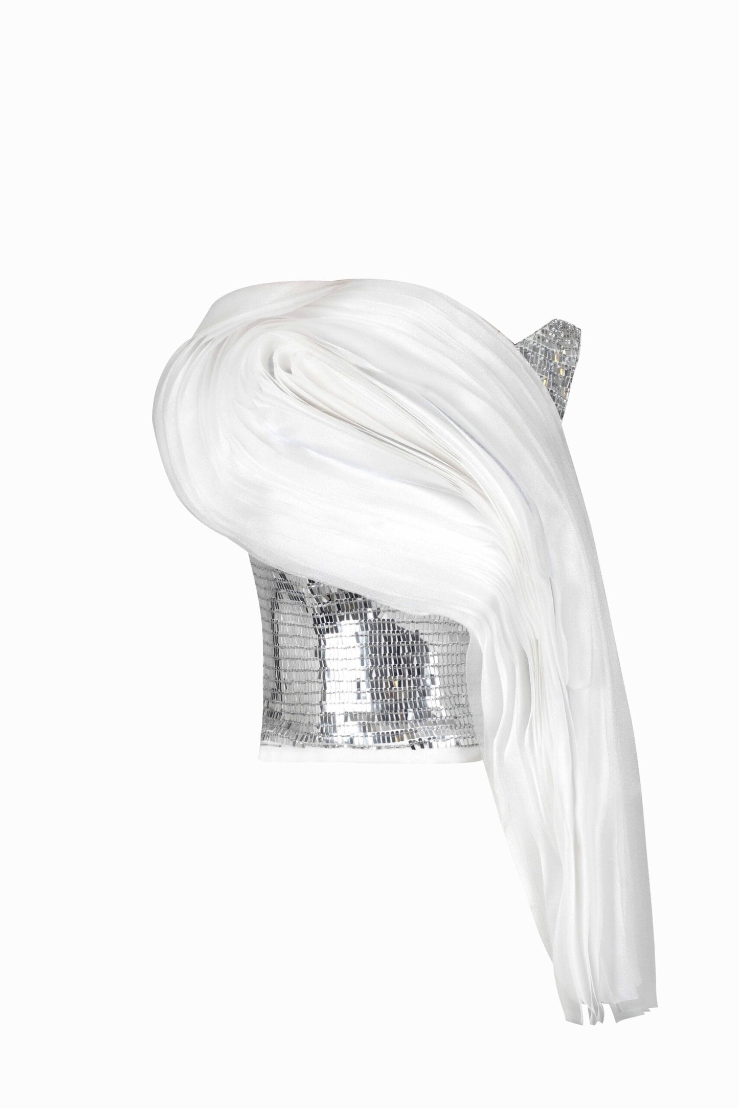 Shimmery Sequin Corset with Flowing Off-white Organza pannels