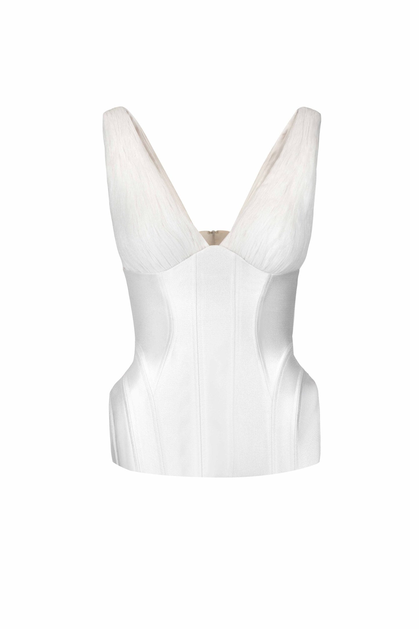 Pleated Chiffon, Sculpted Mikado Piqué Top