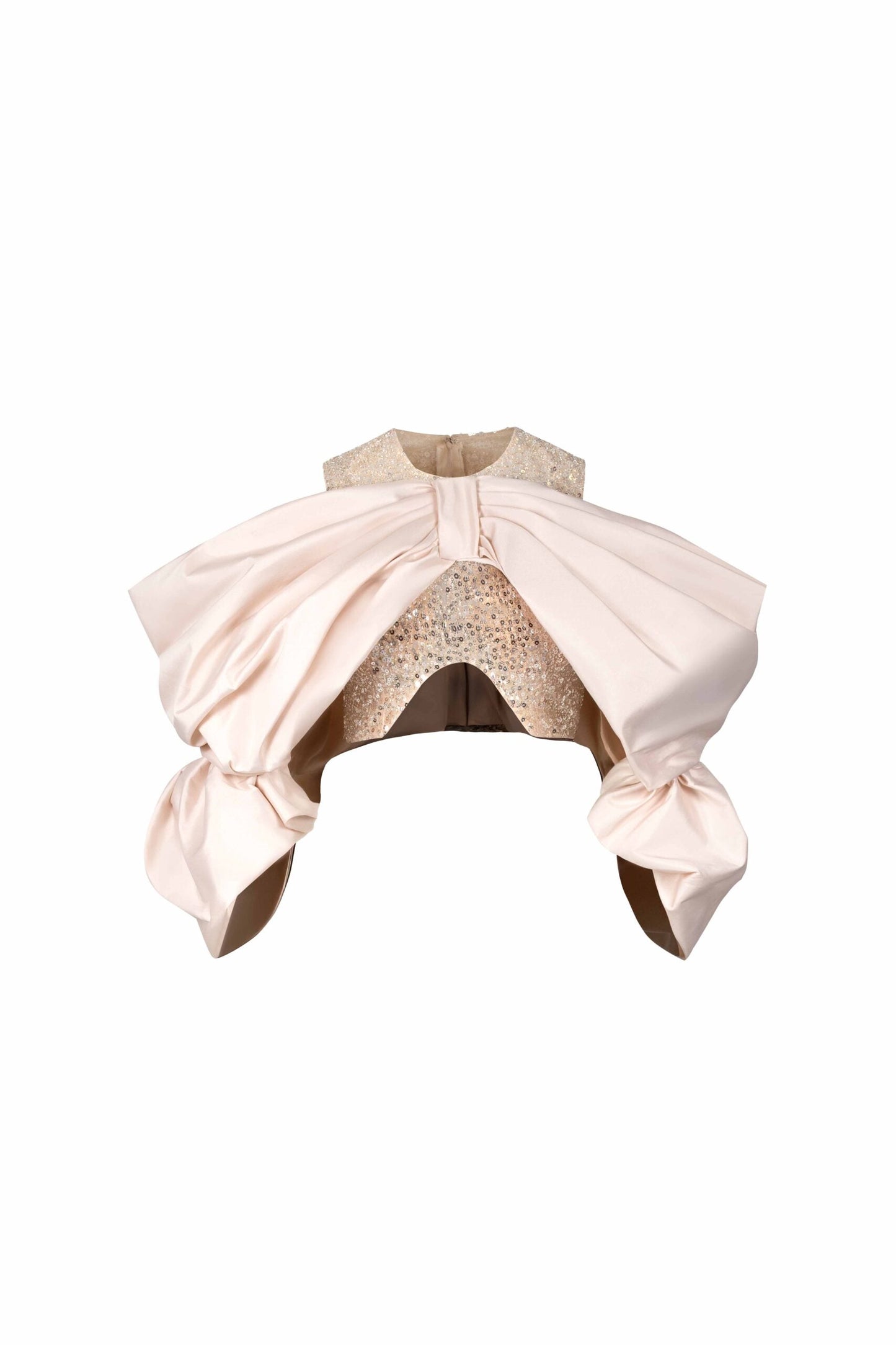 Oversized Bow Crop Top with Sequined Bodice