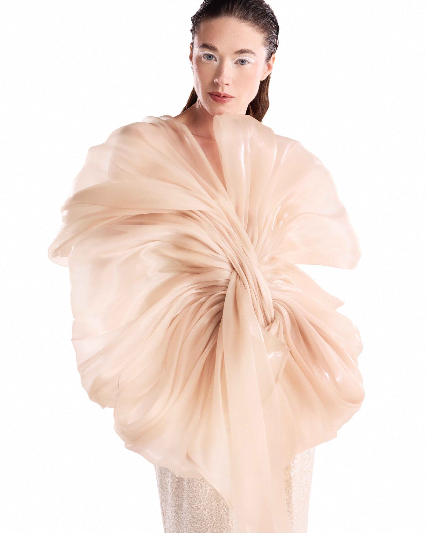 Fluid Voluminous Bloom, Gold Sequined corset