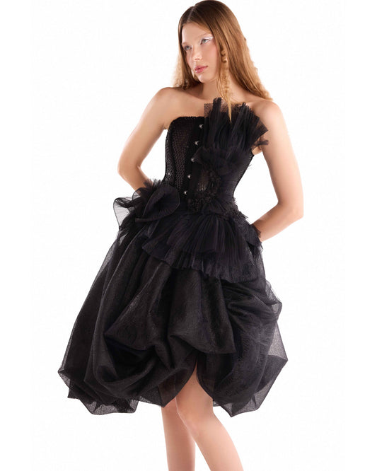 Voluminous High-Low Chantilly Lace Skirt