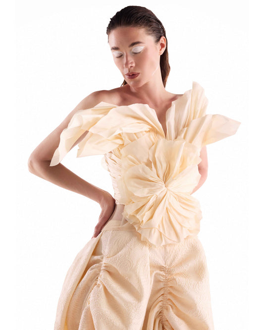 Blossoming Cream Taffeta Top
