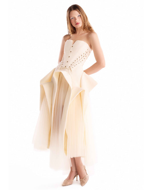 Cream Drift Layered Skirt