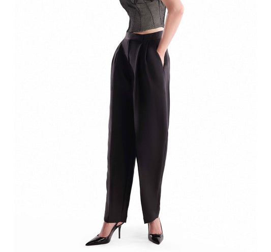 Tailored Black Piqué Pants