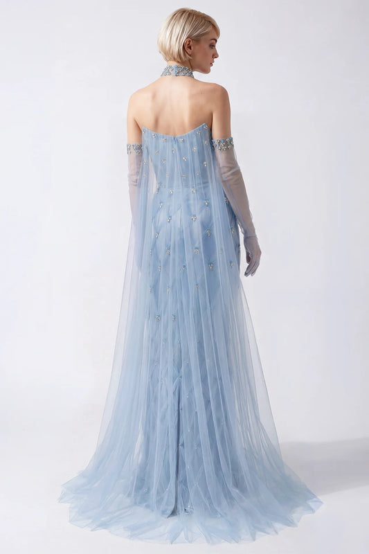 Geometric Swarovski Embroidered Column Gown
