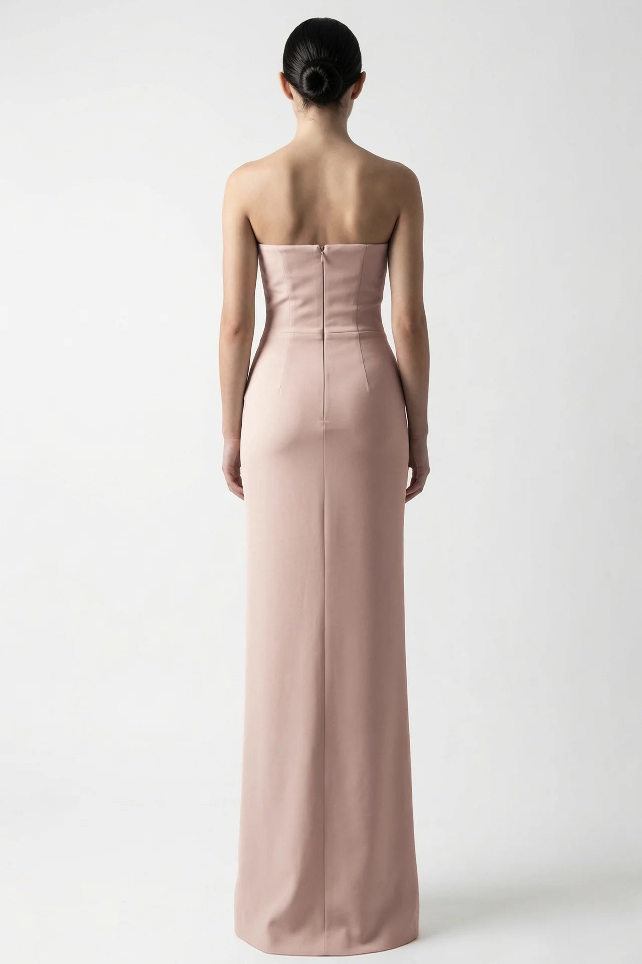 Strapless Draped Gown with Floral Capelet