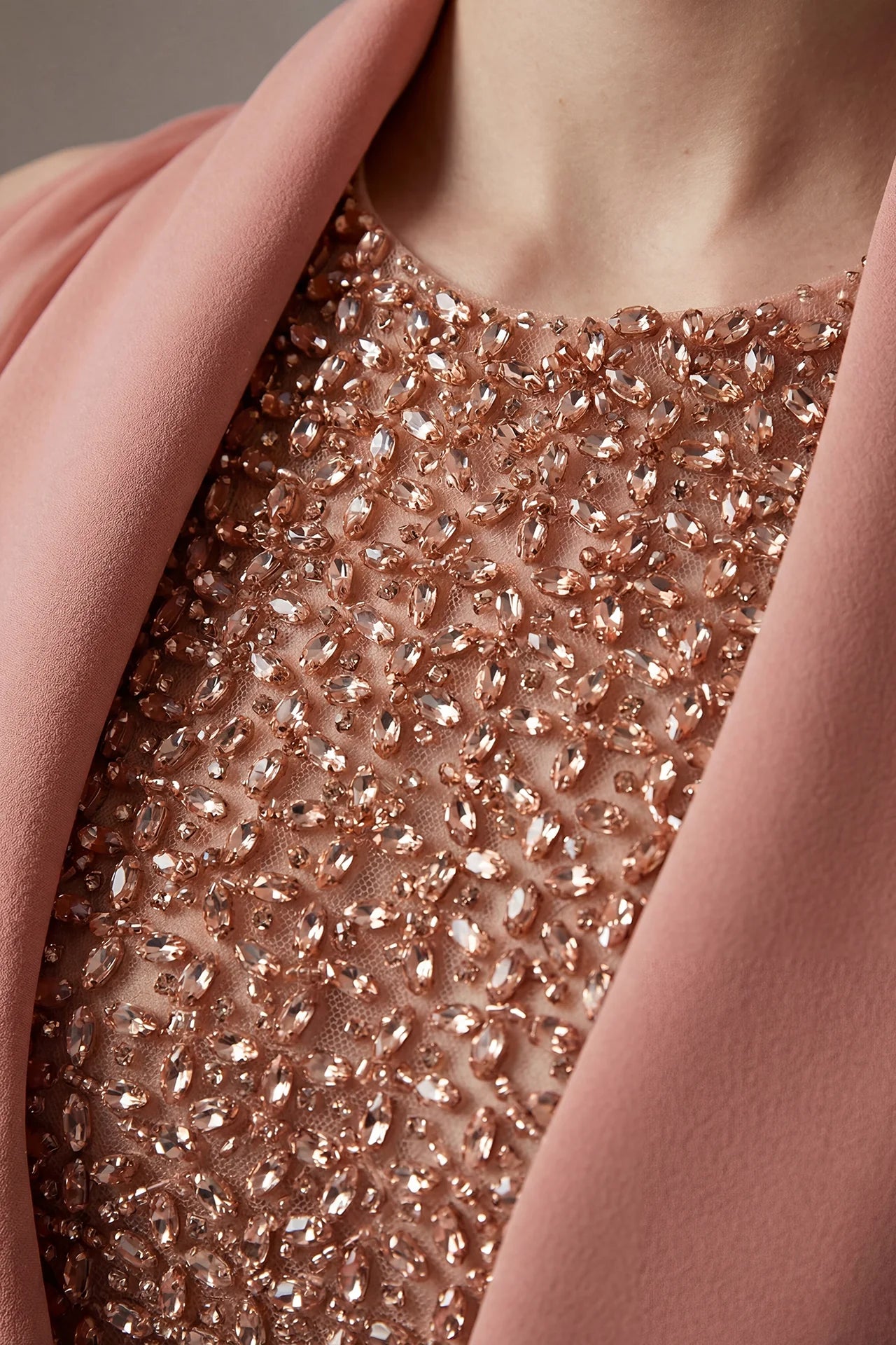 Draped Sleeve Embellished Bodice Gown