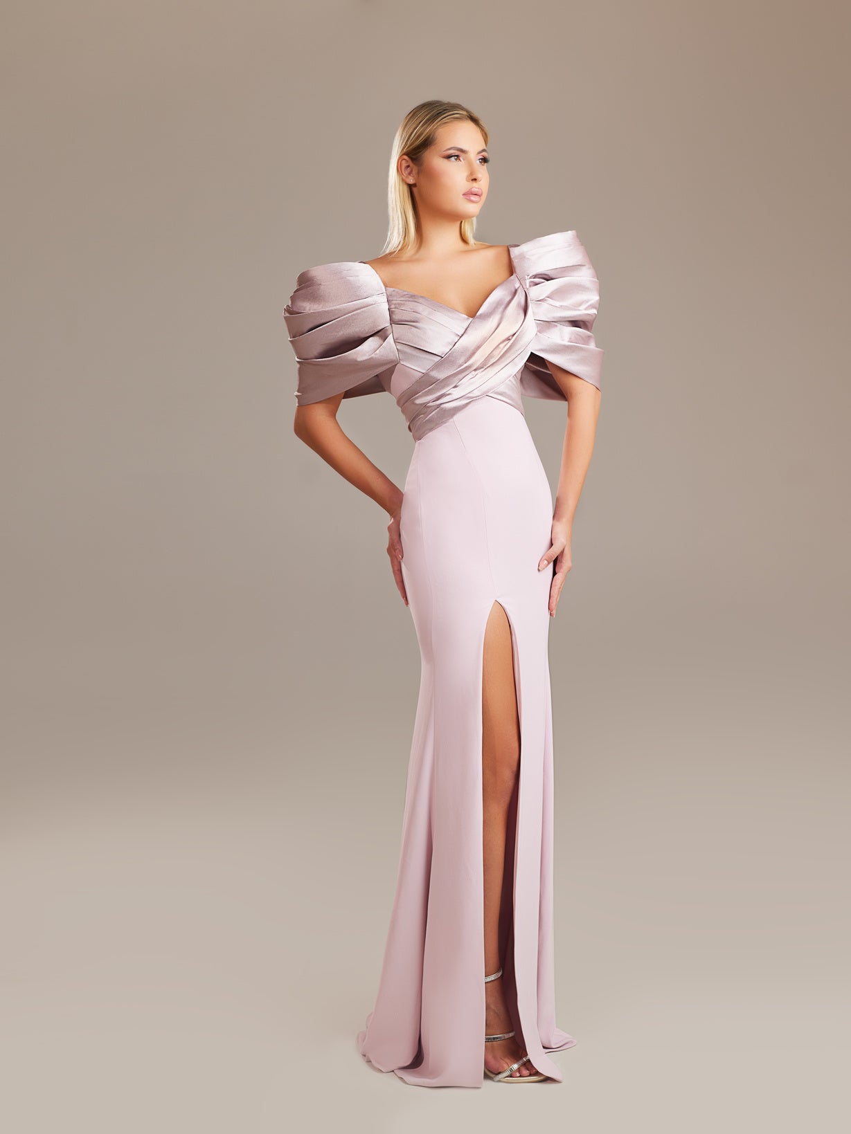 Puff-Sleeve Column Dress
