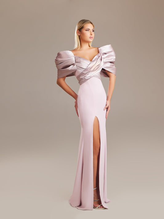 Puff-Sleeve Column Dress