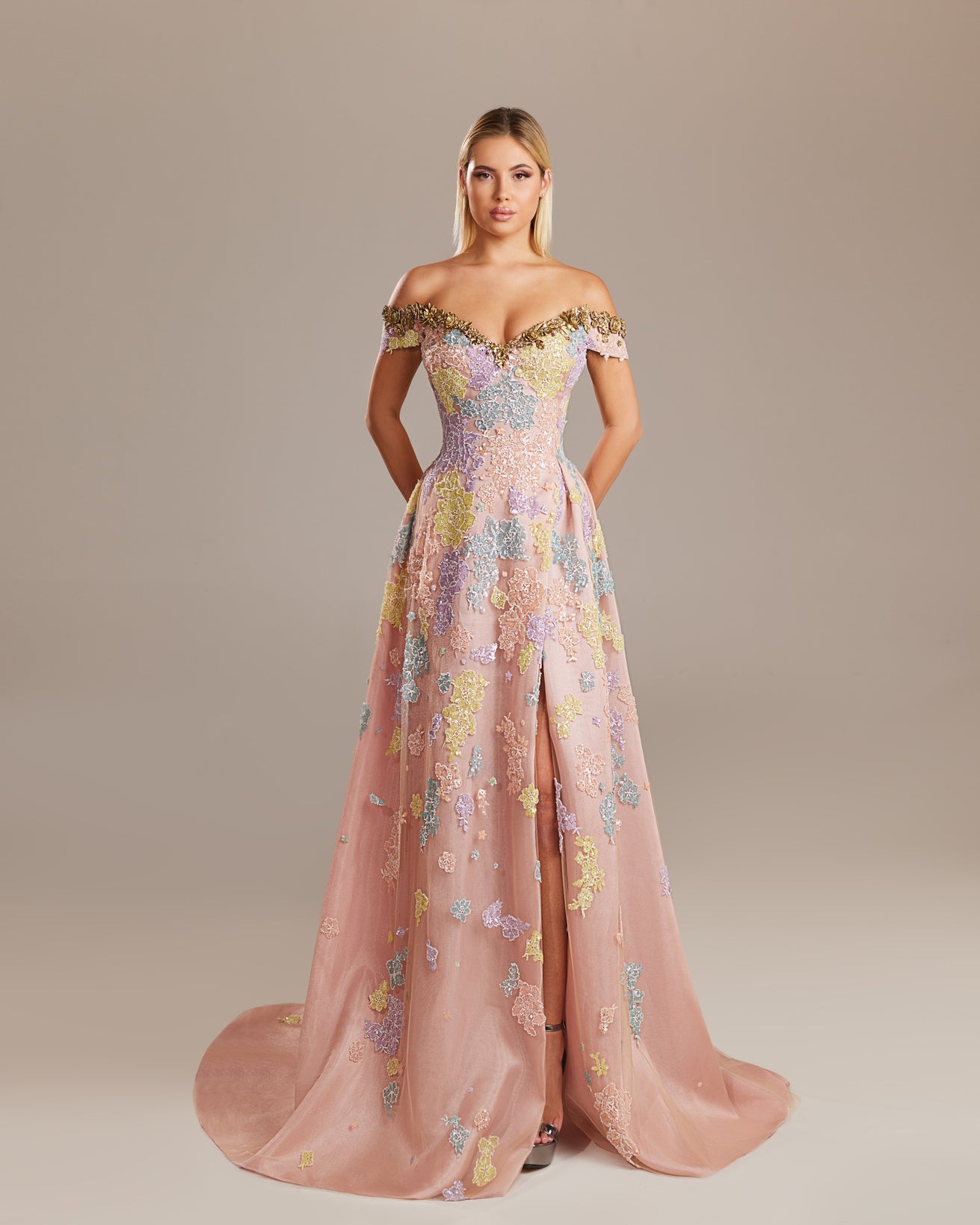 A-Line Dress with Floral Embroidery