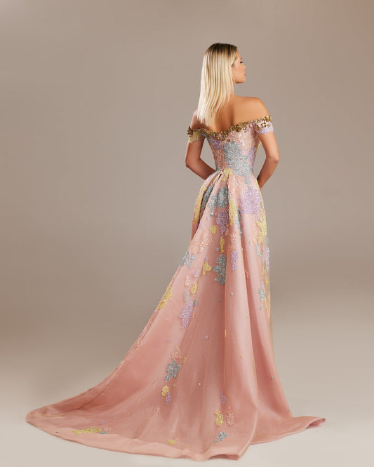 A-Line Dress with Floral Embroidery
